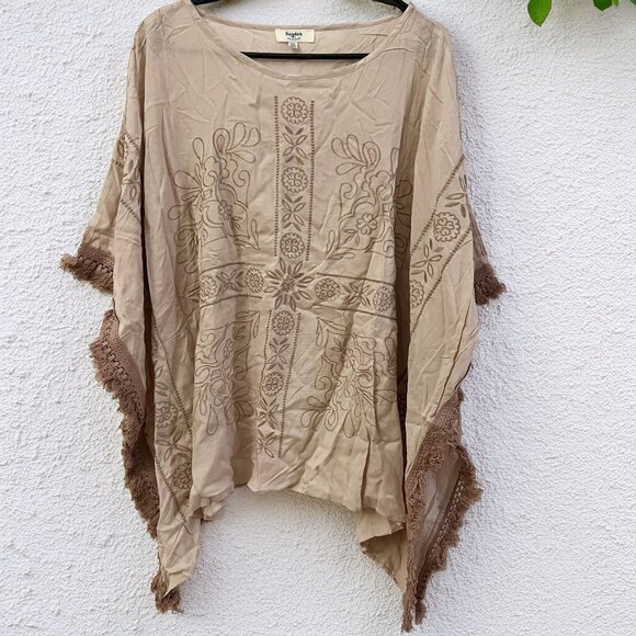 Hayden | M/L | Embroidered Kaftan With Tassels | Dusty Pink Taupe | NWT - Picture 1 of 9
